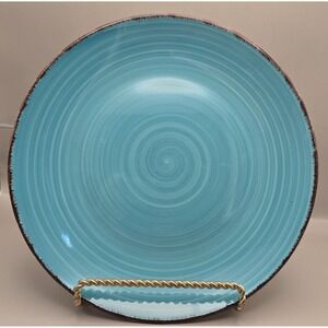 Dinner-Serving Plate Turquoise Swirl Pattern 10.5" Vintage